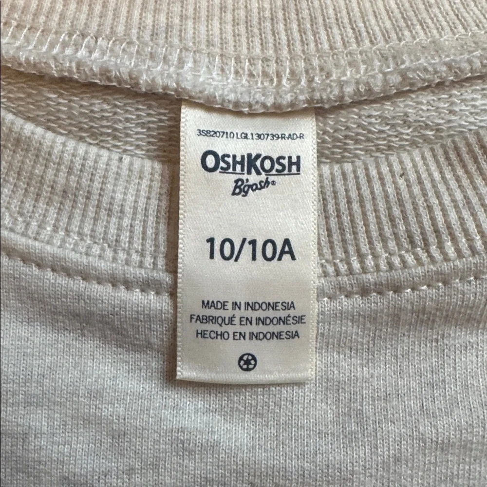 OshKosh sweatshirt Cream size 10 cotton crewneck pink spring embroidered